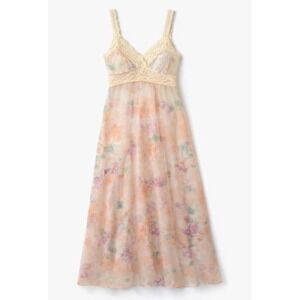 VTG Miss Elaine Sheer Floral Babydoll Fairy Nightgown Lace Bodice Maxi Lingerie